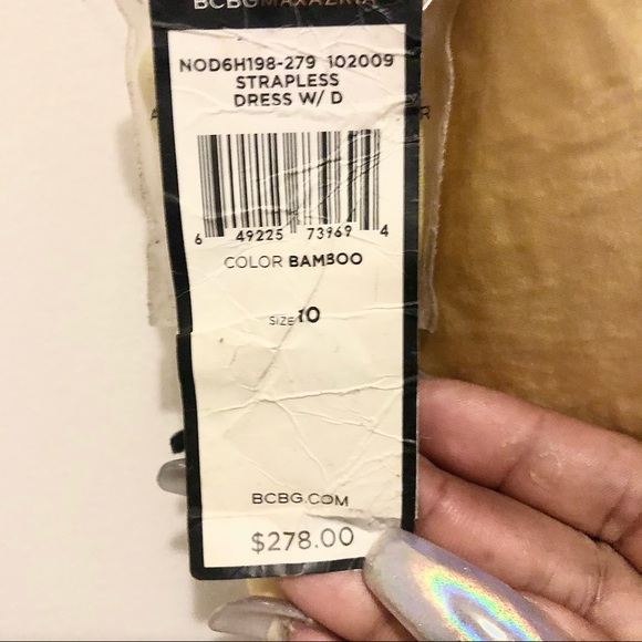 Yellow Silk Max Azaria Strapless Dress - Picture 7 of 7